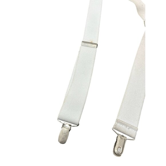 Vintage Elastic Suspenders White One Size Adjustable Clip On Formal Wear Retro - Picture 2 of 6